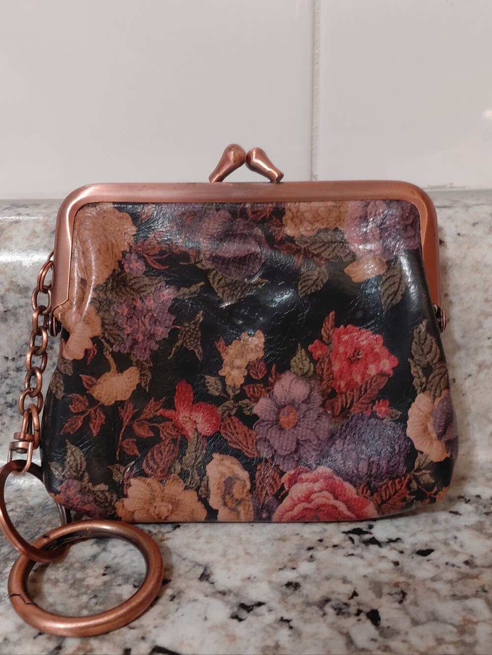 Patricia Nash Floral Coin Purse in Black with Multicolor Flowers